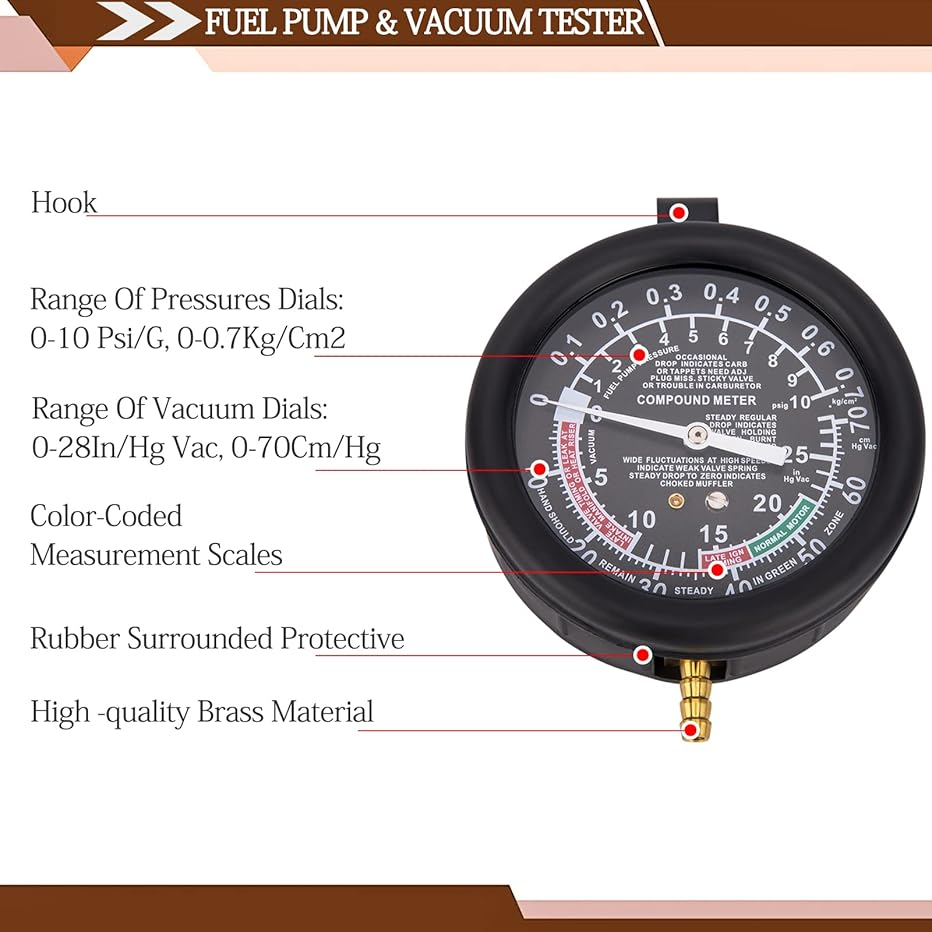 2024 yeni araba vakum ve yakıt - Fuel Pump Pressure Vacuum Tester Gauge incelemesi ve fiyatı