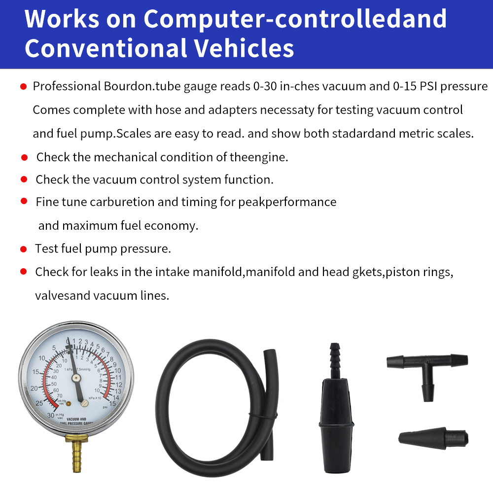 Otomotiv Motoru Yakıt Pompası  - Fuel Pump Pressure Vacuum Tester Gauge incelemesi ve fiyatı